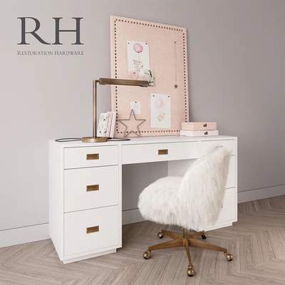 Restoration Hardware / ANTIQUED BRASS / AGED BRASS / AVALON STORAGE DESK — Descargar