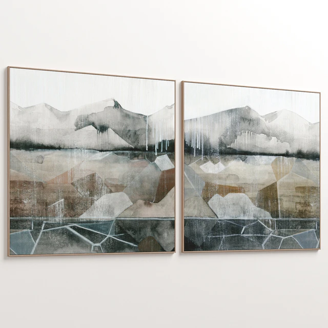 Neutral Mountain Landscape Large Textural Wall Art C-796 — Скачать