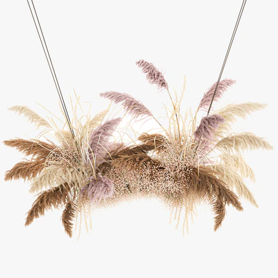 Suspended installation of dried flowers from pampas, Pampas grass, suspension, branches, wedding decoration. Bouquet 200. — Ver 7