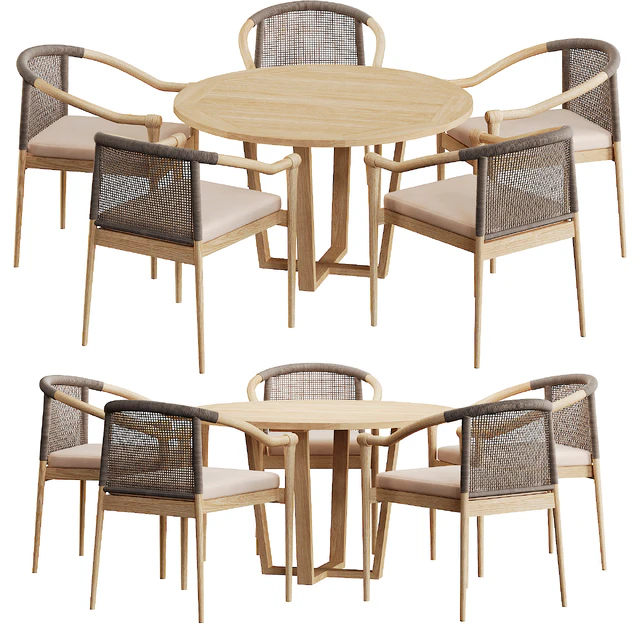Wooden Outdoor Dining Sets Round Dining Table with 5 Chairs — Descargar