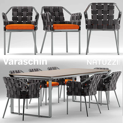 Table and chairs varaschin obi chair, Natuzzi table — Ver 1