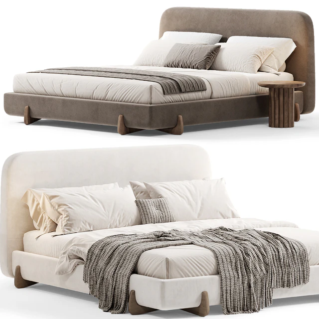 Stivale Light Brown Velvet Queen Bed By CB2 — Descargar