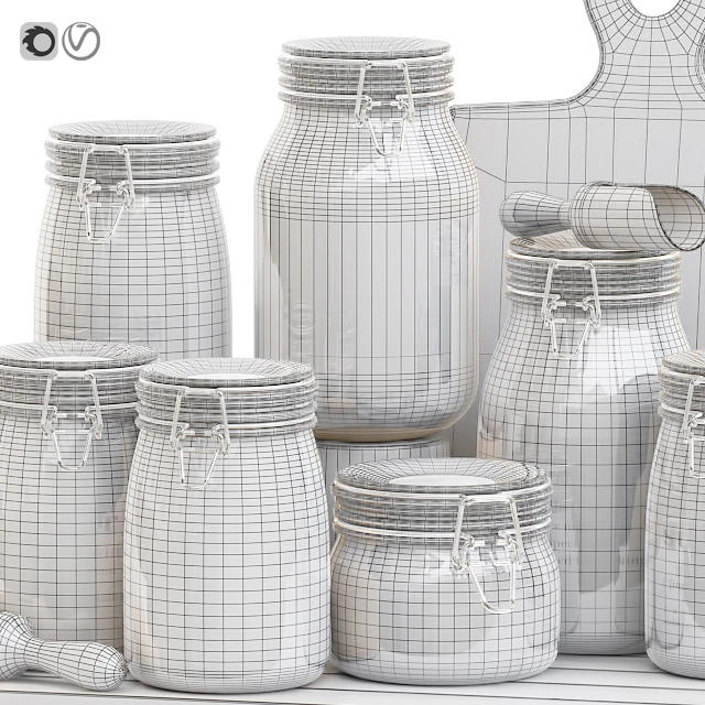 Set of glass jars for the kitchen with sugar and flour — Скачать