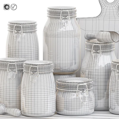 Set of glass jars for the kitchen with sugar and flour — Вид 5
