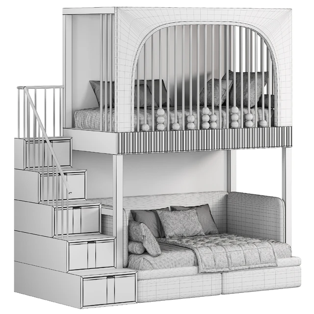 Designer two-level bed Kids room 09 — Descargar