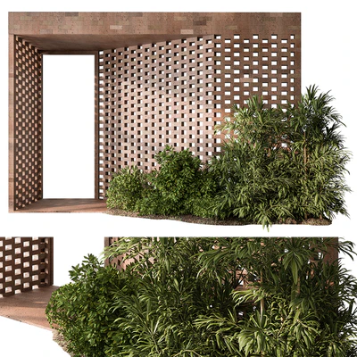 Outdoor Entrance Parametric Brick Wall - Architecture Element 54 — Вид 1