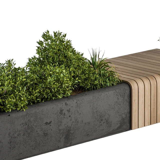 Urban Furniture / Architecture Bench with Plants- Set 13 — Скачать
