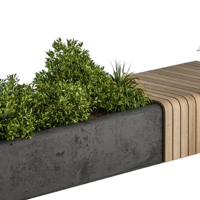 Urban Furniture / Architecture Bench with Plants- Set 13 — Вид 5