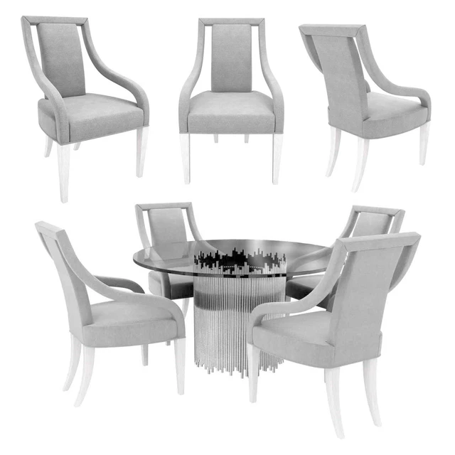 Bernhardt calista arm chair and round dining table 3d model — Descargar