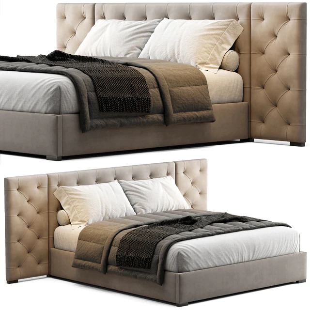 Modena Fabric Diamond-Tufted Extended Bed — Скачать