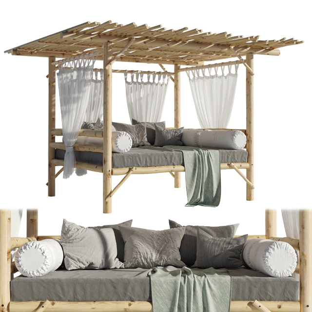 Landscape furniture with pergola and roof garden 04 — Скачать