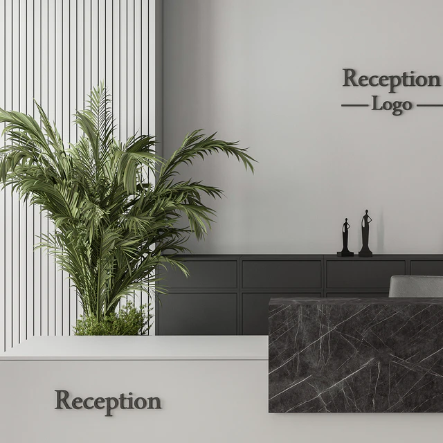 Reception Desk and Wall Decoration - Office Set 311 — Скачать