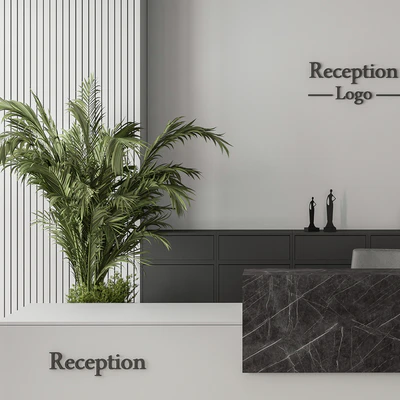 Reception Desk and Wall Decoration - Office Set 311 — Вид 3