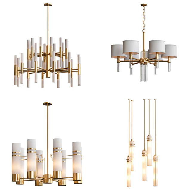 Wide Antique Brass Chandelier and pendant lamps — Descargar