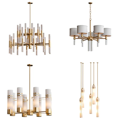 Wide Antique Brass Chandelier and pendant lamps — Descargar