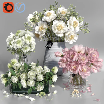 White and Pink tone Peonies Vases — Вид 1
