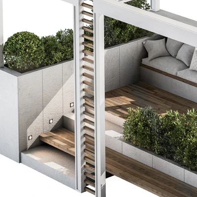 Roof Garden and Landscape Furniture with Pergola 07 — Вид 5