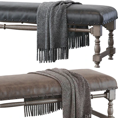 Light Gray Upholstered Accent Bench — Ver 4