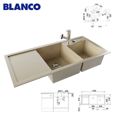 Мойка BLANCO AXIA II 8 S и смеситель BLANCO TIVO-S — Вид 1