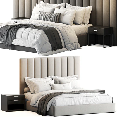 RH Modena Vertical Channel Panel Fabric Platform Bed — Вид 1