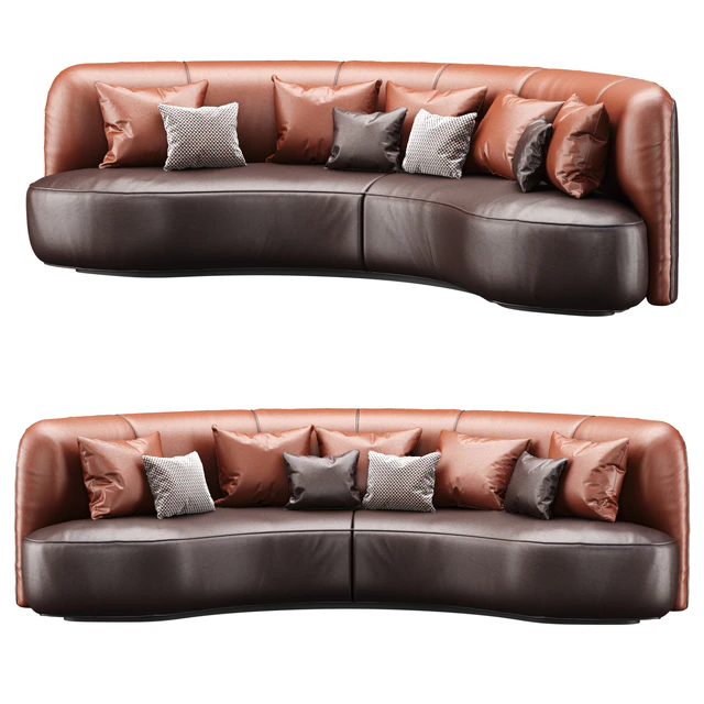 Annabel leather round sofa LS08 / Leather semicircular sofa — Descargar