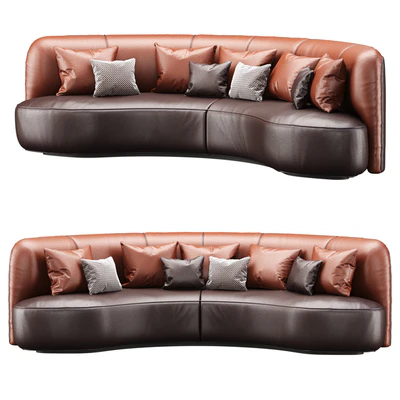 Annabel leather round sofa LS08 / Leather semicircular sofa — Ver 6