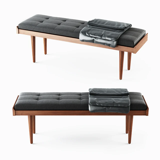 C & B Tate Slatted Bench with Cushion — Descargar