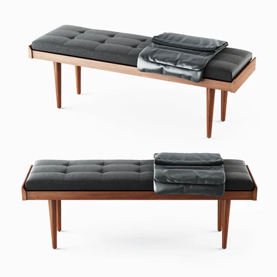C & B Tate Slatted Bench with Cushion — Ver 1