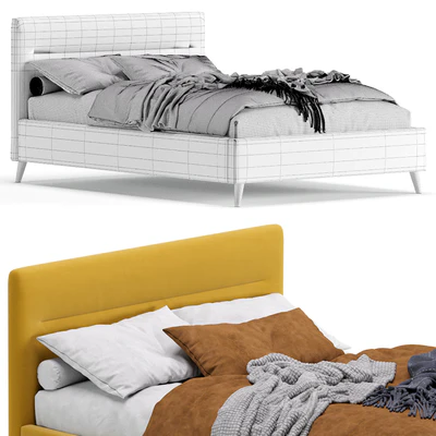 Bed Pyle 140 Velvet Yellow By Divan.ru/ Кровать Пайл 140 Velvet Yellow — Вид 7