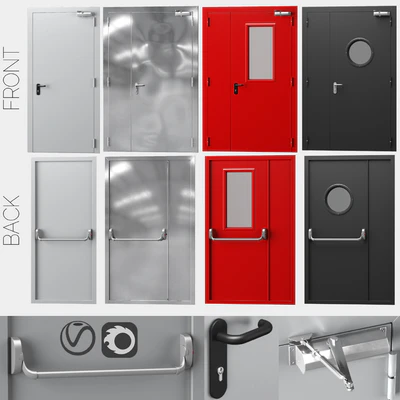 Metal fire doors, 4 colors — Ver 1