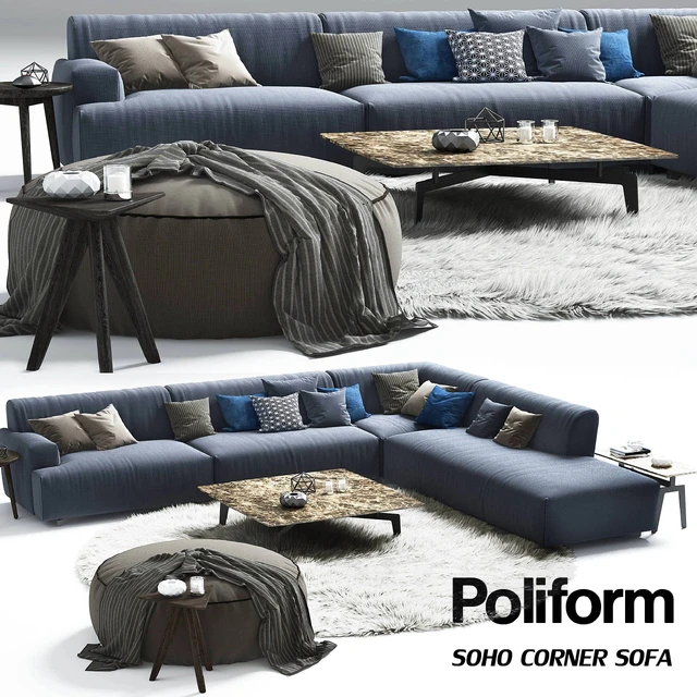 Poliform Soho corner sofa Elise Mad Tribeca Coffe Table — Descargar