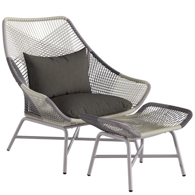West Elm Huron Outdoor Lounge Chair Large and Ottoman — Ver 1