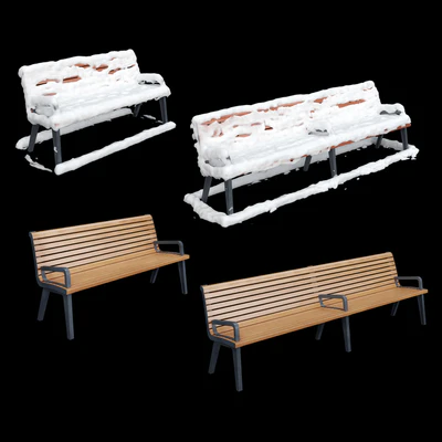 Benches Paris Adanat under the snow — Ver 5