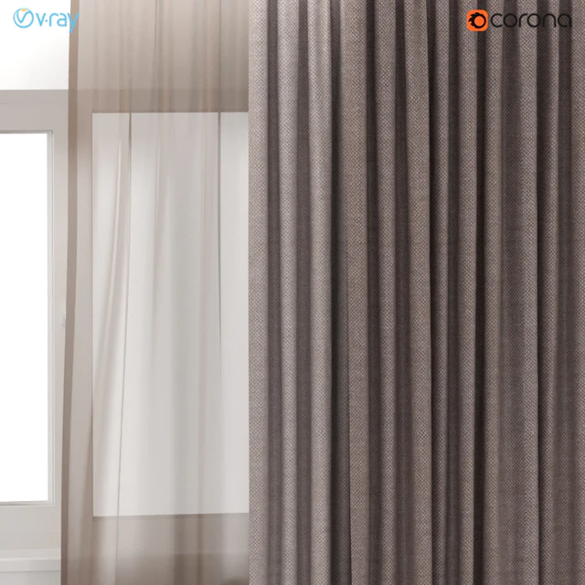 Brown curtains in two colors with brown tulle. — Descargar