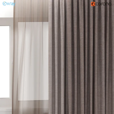Brown curtains in two colors with brown tulle. — Ver 3