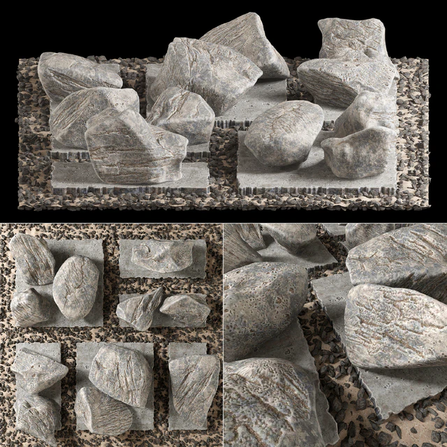 Slab tile gravel monument n1 / Square with stones monument — Descargar