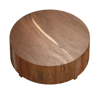 Dillon Natural Yukas Round Wood Coffee Table (Crate and Barrel) — Ver 5