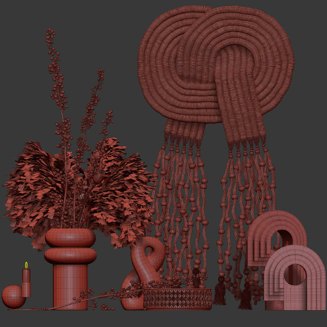 Decorative set 05 with Macrame and berry branch — Скачать