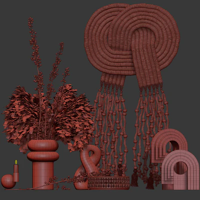 Decorative set 05 with Macrame and berry branch — Вид 5
