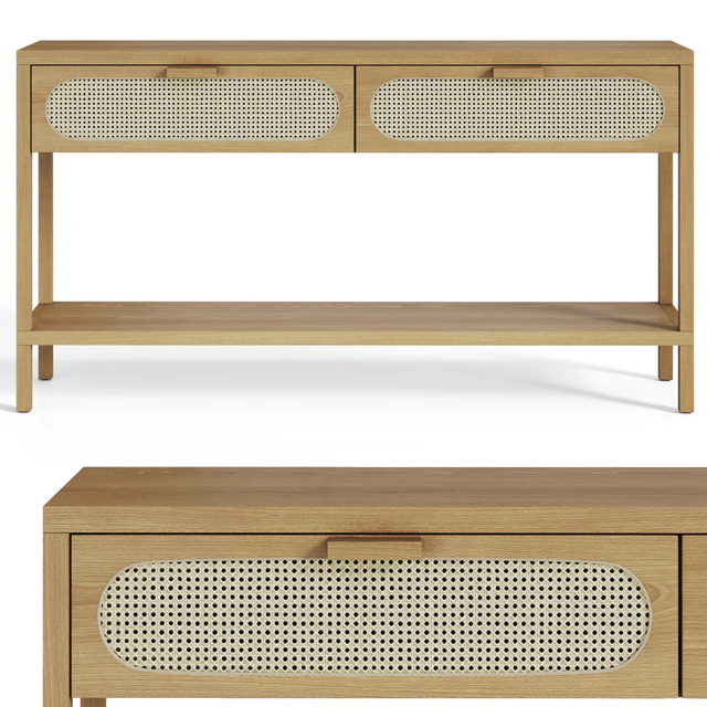 Classic Rattan and Wood Console — Descargar