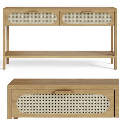 Classic Rattan and Wood Console — Ver 6