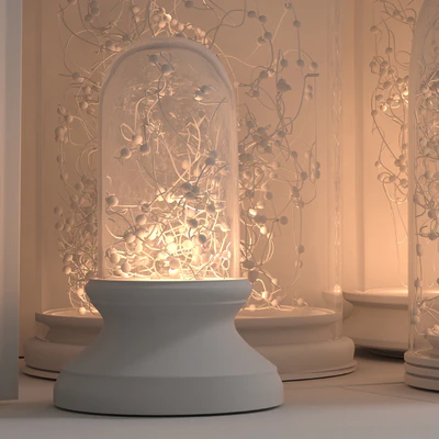 RH French Glass Cloche and Starry string lights — Ver 3