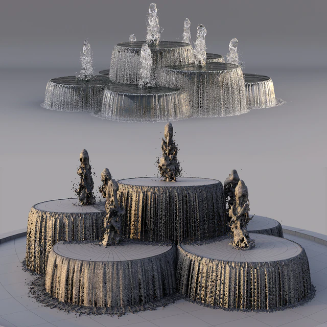 Circular  Pond with Fountains — Скачать