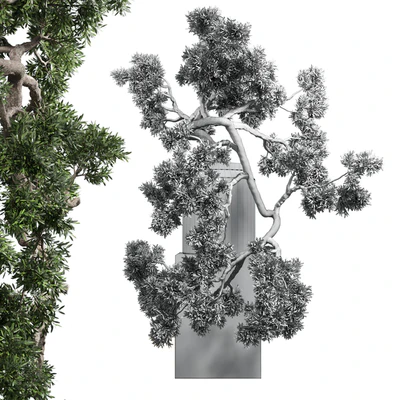 bonsai tree vase old concrete dirt pot — Ver 6