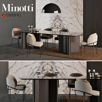 MINOTTI Chair "Fil Noir dinning" + Table "Luo dinning" — Вид 1
