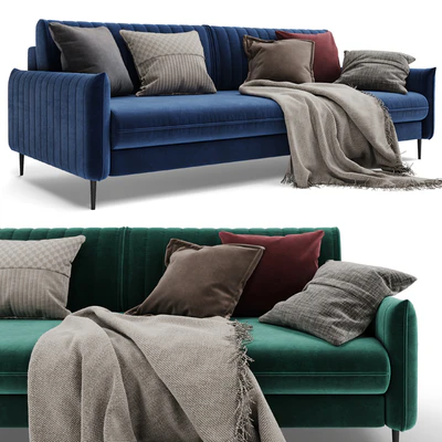 Прямой диван Сваут Velvet Beige/Mustard/Grey Barhat Blue/Emerland от Диванру — Вид 4