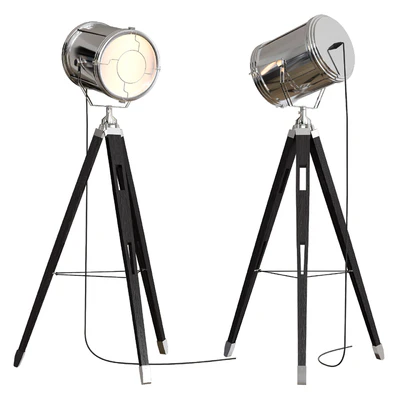Retro decorative antique wooden tripod floor lamp — Вид 1