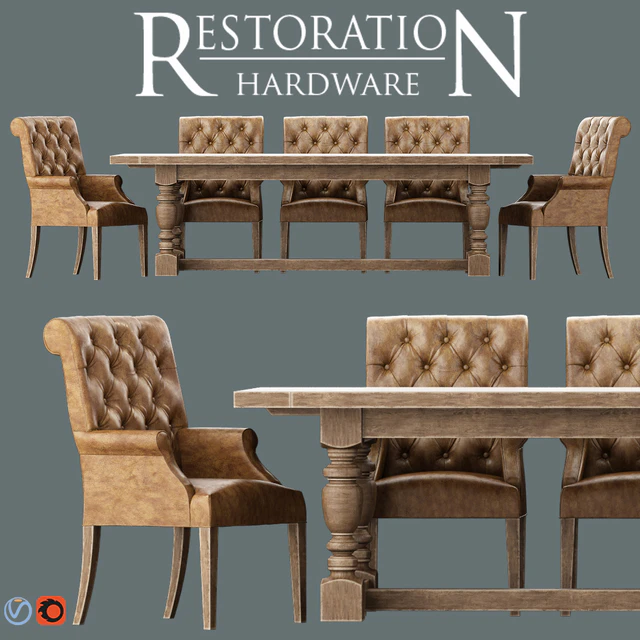 Bennett Roll-Back Armchair / 1930s French Farmhouse Rectangular Dining Table — Descargar