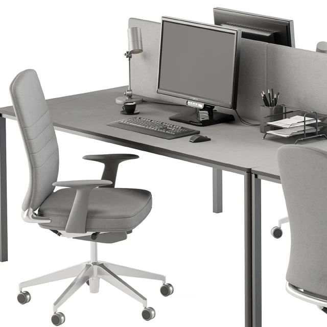 employee Desk Gray Set - Office Furniture 237 — Descargar