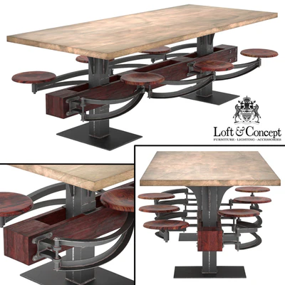 DINING TABLE PERRIN COMMUNAL TABLE LOFT — Ver 1